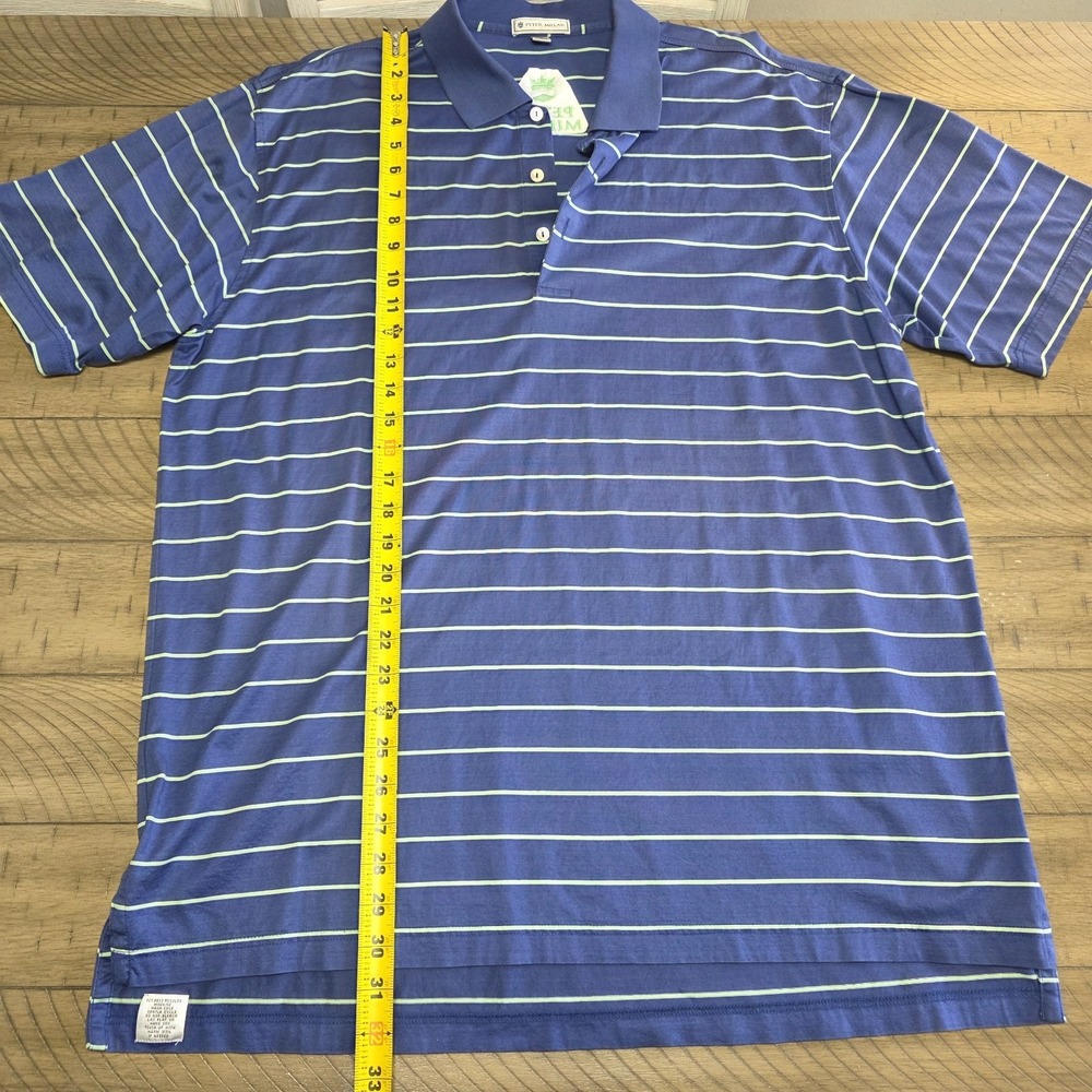 Peter Millar Polo Shirt Mens XL Blue Green Stripes Summer Comfort Performance ^ - Picture 11 of 11